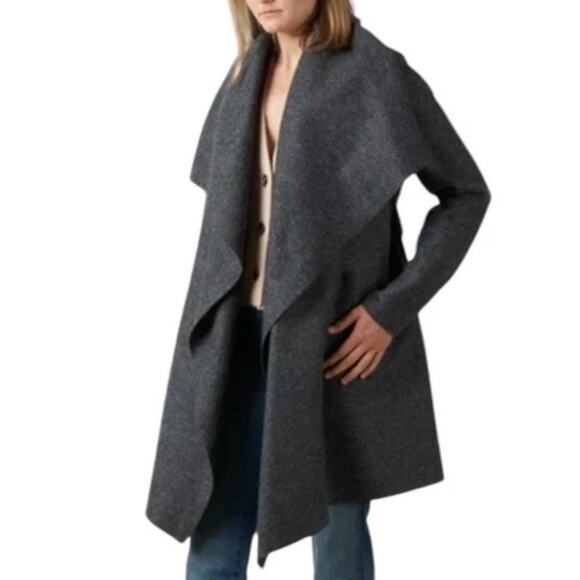 PIKO 1988 | Open Front Grey Wool Blend Jacket Coat Cascade Shawl Collar | Small - Picture 1 of 9